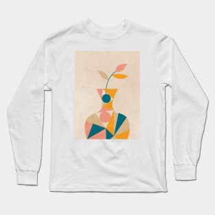 Colorful Geometric Potted Plant Long Sleeve T-Shirt